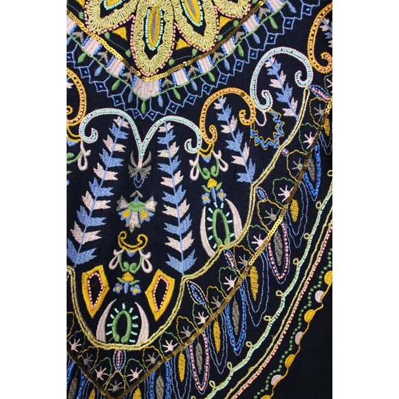 Soft Surroundings Long Black Sweater Cardigan sz 1X NWT Beaded Embroider Flower - Picture 6 of 13